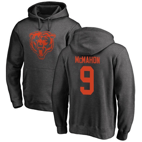 Chicago Bears Men Ash Jim McMahon One Color NFL Football #9 Pullover Hoodie Sweatshirts->chicago bears->NFL Jersey